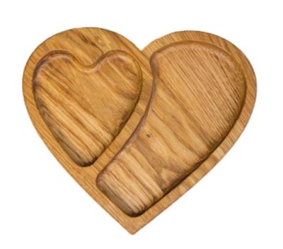 China Bamboo Heart Shaped Serving Plate Walnut Wood Fruit Tray Eco Friendly for sale