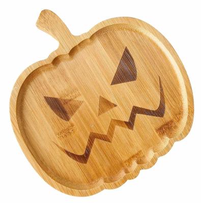 China Halloween Pumpkin Bamboo Serving Platter Wooden Appetizers Board Sustainable for sale
