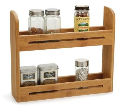 China Kitchen Jars Bamboo Spice Rack Holder Wooden Shelf Counter Top 39.67x12.2x38.1 Cm for sale