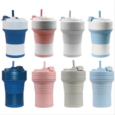 China 550ml Collapsible Silicone Drinking Glass Travel Mug Coffee Cup BPA Free for sale