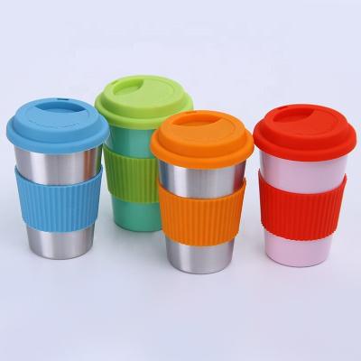 China 8oz 12oz 16oz Stackable Coffee Stainless Steel Thermos Cup With Silicone Lid for sale