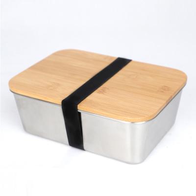 China SS304 Bamboo Kitchen Storage Food Container 400ML 800ML 1500ML for sale