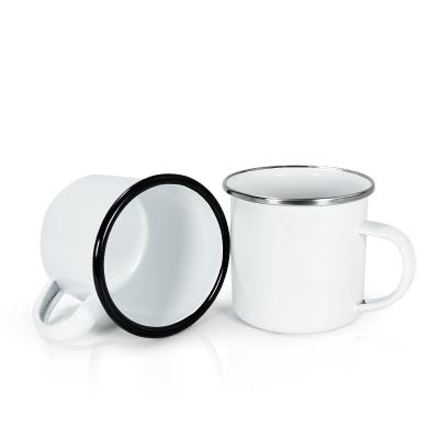 China Sublimation Blank Drinking Water Mug 12oz Vintage Enamel Coffee Cups 30g for sale