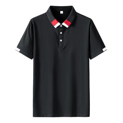 China Leisure Embroidery Slim Fit Black T Shirt Mens Lapel POLO Shirts For Muscular Guys for sale