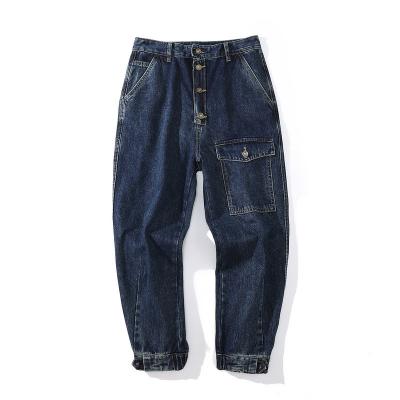 China OEM Denim Pants With Pockets Straight Cargo Jeans 100pcs MOQ Bespoke Factory for sale