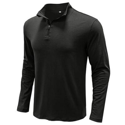 China OEM maufactory  Autumn Winter European American Stand Up Collar Solid Color POLO Men'S Long Sleeve for sale