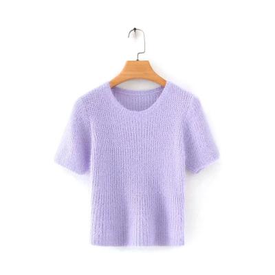 China Women's Thin Pullover O Neck Bespoke Sweaters Short Sleeve Sweaters For Summer for sale