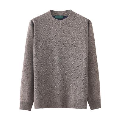 China Winter Thick Middle Aged Fleece Lined Sweater 12GG Simple Long Sleeve Knits for sale