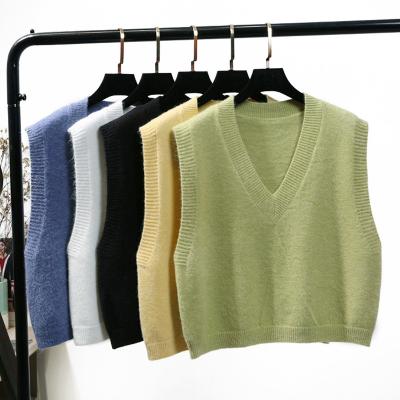China ODM V Neck Solid Bespoke Sweaters Vests High Elastic Knitted Sleeveless Sweater for sale