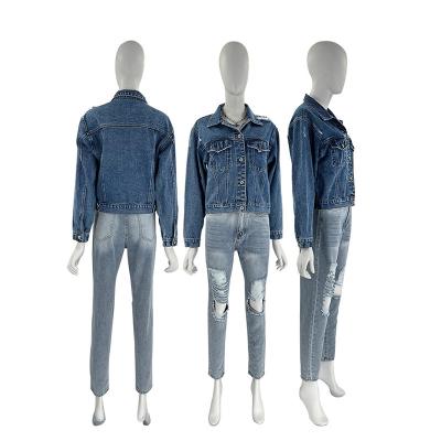 Chine La poche Jean Jacket Button Up Ripped d'aileron de Spandex de coton a affligé la veste de denim à vendre