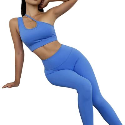 Chine Costume bleu de yoga de forme physique d'été 78% de coton de 22% de GYMNASE de guêtres en nylon de forme physique à vendre
