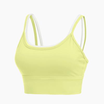China Oem Factory Manufacturer Custom Logo Ladies Sports Bras Yellow Pink Leisure Womens Workout Vest for sale