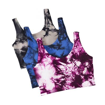 China Oem Factory Manufacturer Custom Logo Sports Bras Tie Dye Seamless Cropped Tank Top for sale