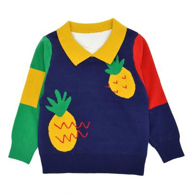 China Pineapple Pattern Bespoke Sweaters Turn Down Collar Children Autumn Pullover for sale