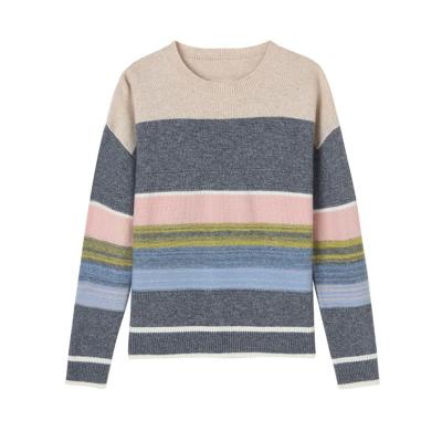 China O Neck Striped Bespoke Sweaters Unisex Long Sleeve Knitted Pullover for sale