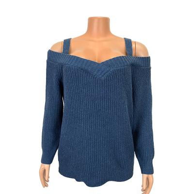 China OEM 7 Gauge Bespoke Sweaters Off The Shoulder Spring Autumn Collarless Sweater for sale