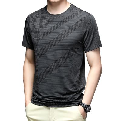 China Summer Thin Casual Breathable Sports Loose Ice Silk Short Sleeve T Shirt  Men for sale