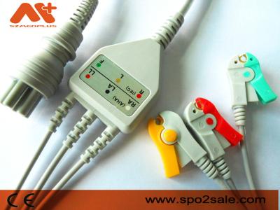 China Omron > Colin BP-88S, BP-S510, M9500, Press Mate Advantage Compatible 3 Lead Clip Direct-Connect ECG Cable for sale
