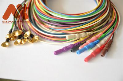 China El oro plateó el zócalo colorido DIN1.5 del electrodo de la taza de Eeg del cable de EEG en venta