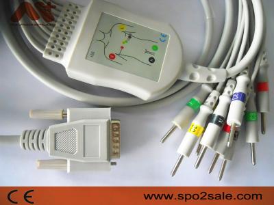 中国 2.2+1.2Mは10 Cardioline ECG 100のElectrocardiographのためのEKGケーブルを導く 販売のため
