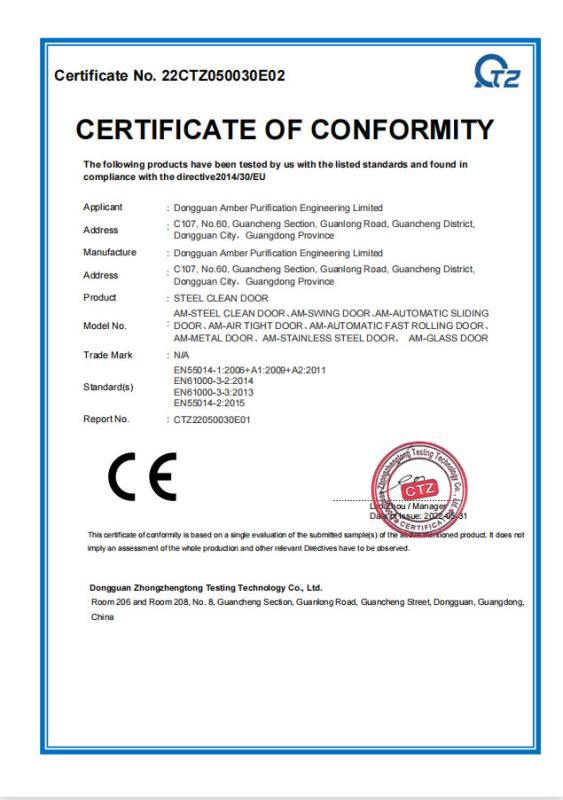 CE - Dongguan Amber Purification Engineering Limited