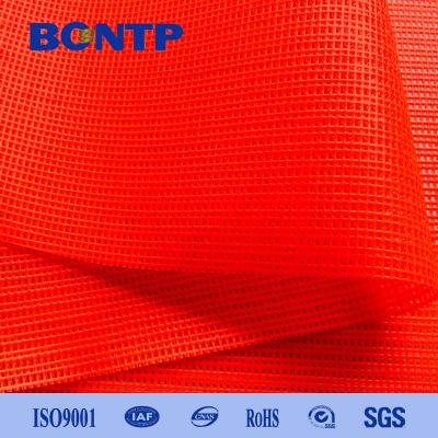China PVC Mesh Fabric PVC Vinyl Coated Polyester Mesh Fabric In Rolls Fluorescent Orange mesh fabric for sale