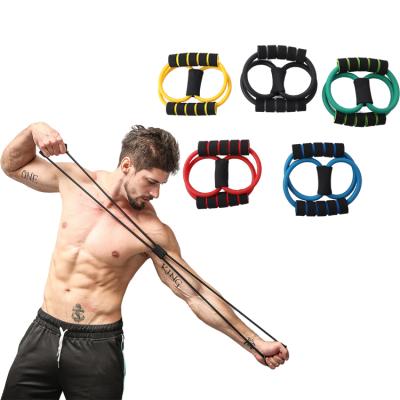China Workout Resistance Band Chest Expander Fitness Yoga Gym Fitness 8 Shape TPE Exercise Tube for sale