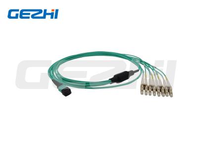 China MPO to LC 8/12 Fibers OM3 50/125 Multimode Fiber Optic Patch Cord Breakout Cable for sale