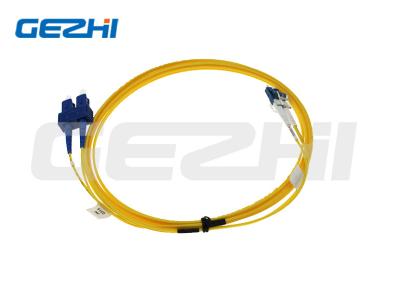 China Cordón de remiendo de la fibra del duplex de la base del PVC 2 LC al cable del remiendo de la fibra del SC para FTTH en venta