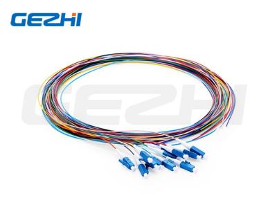 China 1m 3ft Fiber Optic Pigtail Single Mode Lc Upc 12 Fibers Os2 Unjacketed Color Coded for sale