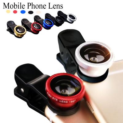 China Universal clip on phone 3in1 lenses for Moblie Smart Phones 3 in 1 FishEye Wide Angle Macro Lens For iPhone For XIAO MI for sale