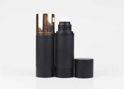 China 30ml 50ml Frosted Matt Airless Pump Bottles Black Gold With Aluminium Cap for sale