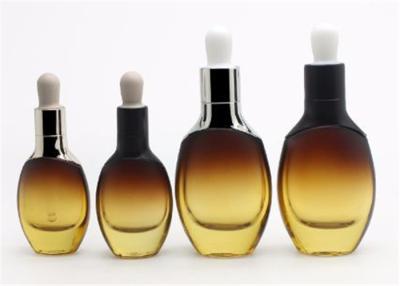 China Unique Shaped 15ml 30ml Amber Glass Dropper Bottles For Essential Oil , Cosmetic Serum for sale