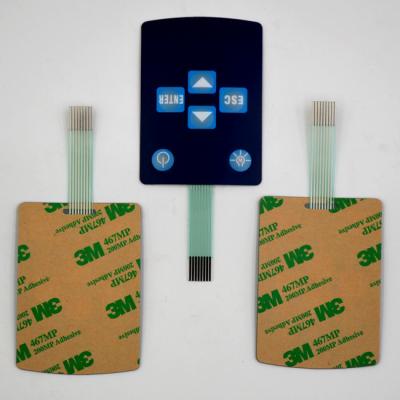 China Black Tactile Flat Membrane Switch Backlit Blue Light Button Printing for sale