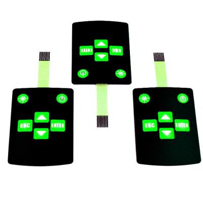 China Oil Backlight Membrane Switch Luminous Film Waterproof OEM Flat Button Switch for sale