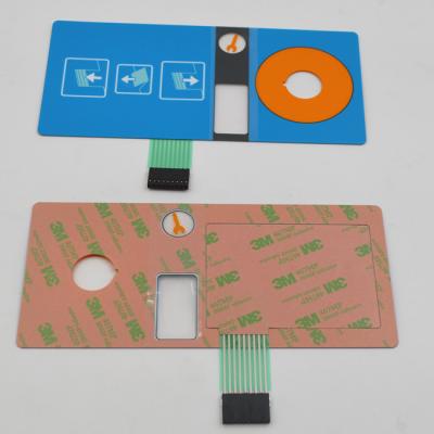 China Interruptor luminoso azul claro del botón de 3M Adhesive Flat Push del interruptor de membrana del contraluz en venta