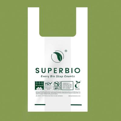Chine Plastique compostable compostable Carry Bags de PLA des sacs à provisions PBAT de 100% à vendre