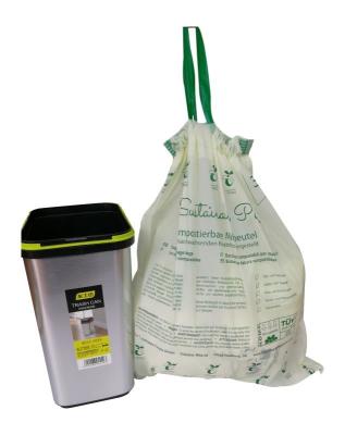China Corn Starch Based Drawstring Fully Compostable Trash Bags for sale