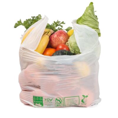 China Eco Friendly PLA 100% Biodegradable Plastic Shopping Bags T Shirt On Roll for sale