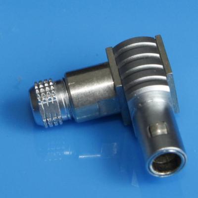 China Matel Push-pull self-locking connector Compatible with Compatible Lemo S series FLA Elbow (90°) plug with silver color for sale