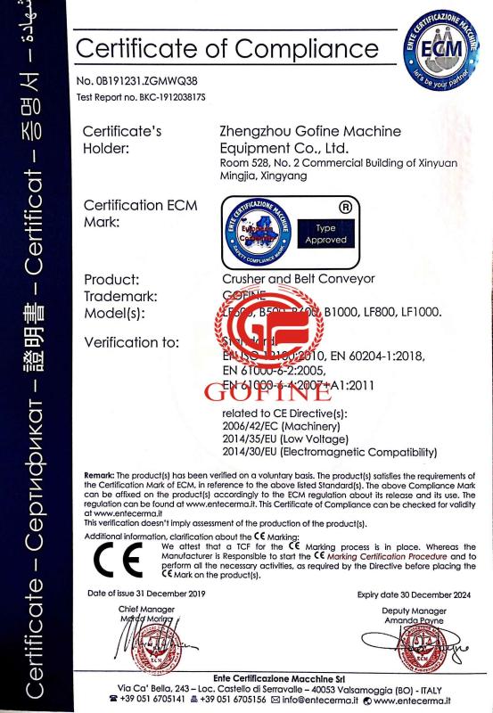 CE - Zhengzhou Gofine Machine Equipment CO., LTD