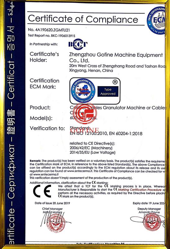 CE - Zhengzhou Gofine Machine Equipment CO., LTD