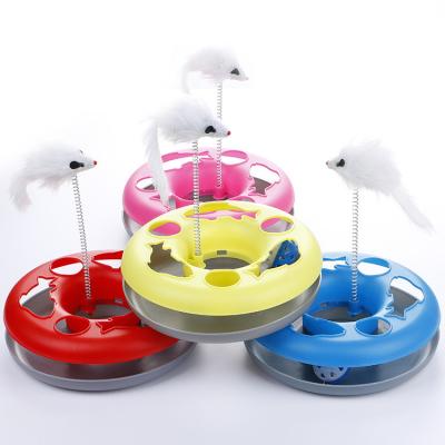 China Many Colors PP Round Spring Intelligent Cat Scrarchhing Toys for sale