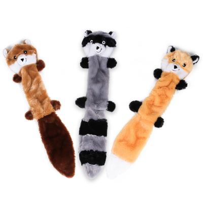 China Manufacturer no stuffing squeaky fox squirrel raccoon bea for sale