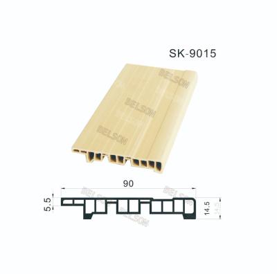 China 90mmx15mm WPC Skirting Board Environment Friendly Tile Wall Baseboard for sale
