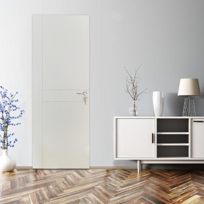 China Morocco Design Mahogany Veneer WPC Board Doors Flush Interior Flat Bedroom Door for sale