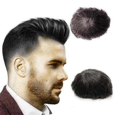 Chine top 04mm-06mmPU selling toupee hair for men PU curly hair toupee thin skin low toupee à vendre
