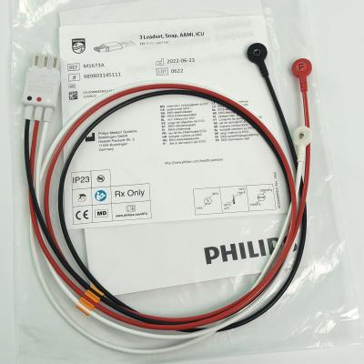 China REF M1673A PHILIP Patient Monitor CBL 3 Leadset Snap AAMI ICU PN 989803145111 for sale