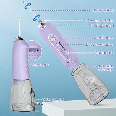 Cina Idropulsore ad acqua cordless portatile, irrigatore orale elettrico IPX7 USB, filo interdentale ad acqua, getto per la pulizia dei denti in vendita