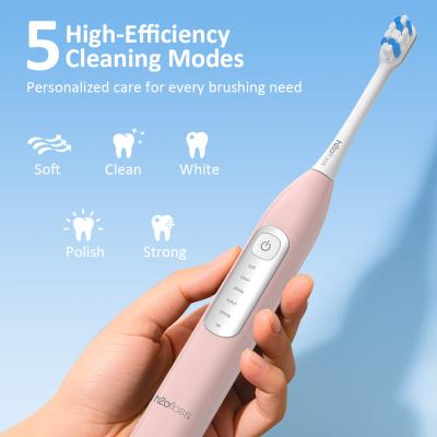 China Slim Electric Toothbrush Adults Rechargeable 3 Brushing Modes 2 Minute Timer Black White Travel Battery Replacement for sale